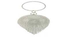 Round Rhinestone Fringe Party Clutch