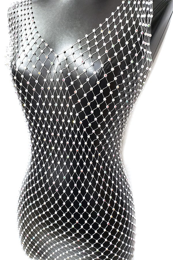 Mesh Rhinestone Cover Up